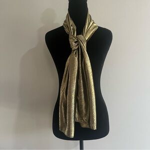 VINTAGE Oscar de la Renta Shimmering Metallic Gold & Black Lightweight Scarf
